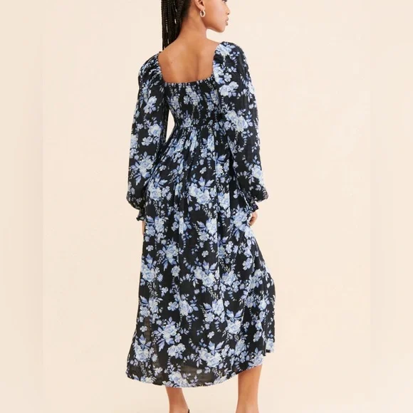 Free People | Jaymes Midi Floral Y2K Bohemian Western Summer Leg Slit Dress - Picture 3 of 9